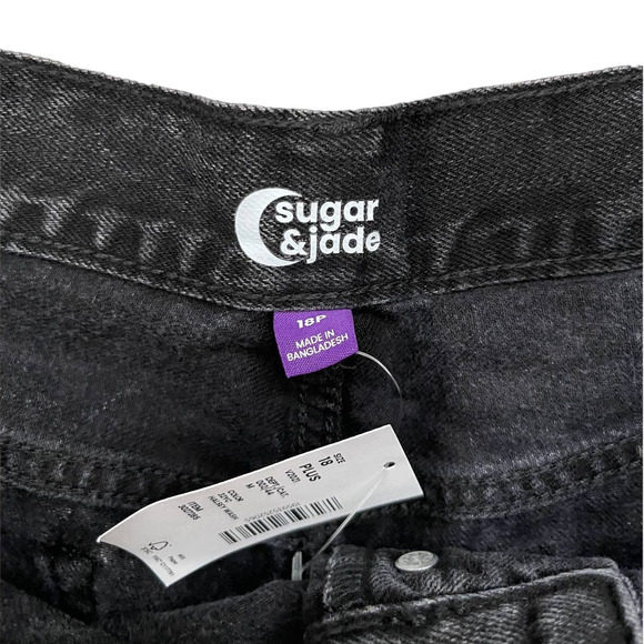 Sugar & Jade Girls Button Front High Rise Girlfriend Denim Straight Jeans - Picture 7 of 9